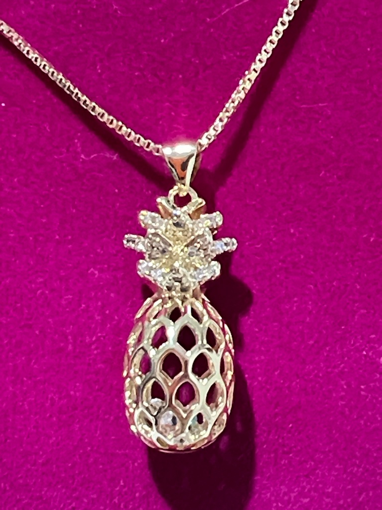 GoldTone Pineapple Pendant Necklace  Womens Jewelry